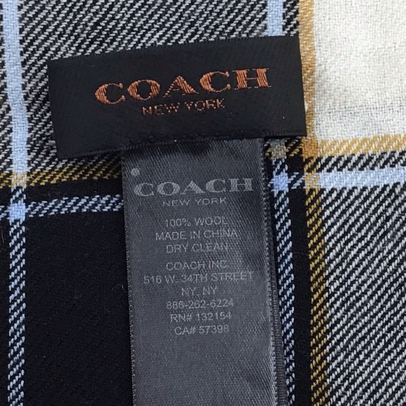 COACH NEW YORK Horse & Carriage Wool Plaid Scarf - Picture 6 of 8